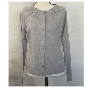New York & Company Grey Rhinestone Button Up Sweater Size Medium “NEW”.